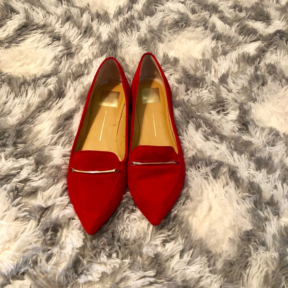 Dolce Vita pointed toe flats red suede 7 1/2